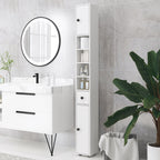 Colonne de rangement armoire haute pour salle de bain 1 tiroir 4 étagères réglables et 2 placards 20 x 20 x 180 cm blanc-1