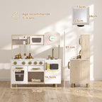 Cuisine Enfant en Bois, Dinette Cuisine Enfant avec Ustensiles en Acier Inoxydable, pour 3 à 6 Ans, 74x29x81cm, Blanc-2