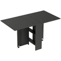 Table pliante de cuisine salle à manger amovible sur roulettes 75 x 140 x 74 cm coloris noir-0