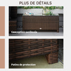 Table Basse de Jardin Plateau Verre trempé 5 mm rotin tressé 85 x 50 x 39cm Max. 50 kg Marron-3