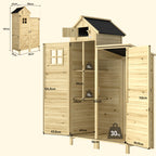 Armoire de Jardin en Bois Abri de Jardin Toit en Asphalte Double Zone et Étagères Amovibles 106x57x167cm Naturel-2