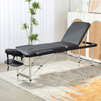 Table de Massage Lit de Massage à 3 Zones Pliante 225kg Coins Arrondis Hauteur 61-84 cm 215x81cm Noir-7