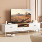 Meuble TV, meuble télé pour téléviseur jusqu'à 90 pouces avec 2 portes rabattables, tiroir, 200 x 35 x 45 cm, blanc-1