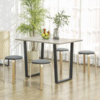 Ensemble de 4 tabourets empilables ronds sans dossier avec assise rembourrée, 40 x 40 x 45 cm, gris-1