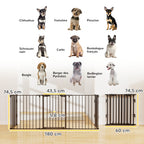 Barrière de sécurité parc enclos chien modulable pliable porte intégrée 300L max. x 74,5H cm métal PP noir-2