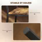 Lot de 2 tabourets de bar, chaises de bar, assise 72,5H cm, dossier et repose-pieds, pieds en métal, brun rustique-5