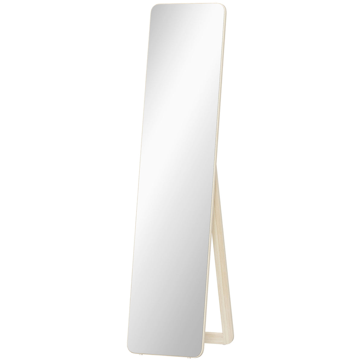 Miroir sur Pied et Mural rectangulaire dim. 37L x 43l x 156H cm bois naturel-0