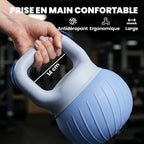Kettlebell 10 kg, haltère avec poignée Antidérapante ergonomique, haltère à boule, musculation, entraînement, Bleu-4