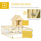Clapier en bois enclos pour animaux villa pour lapin 2 niveaux avec aire de course rampe et portes verouillables-4