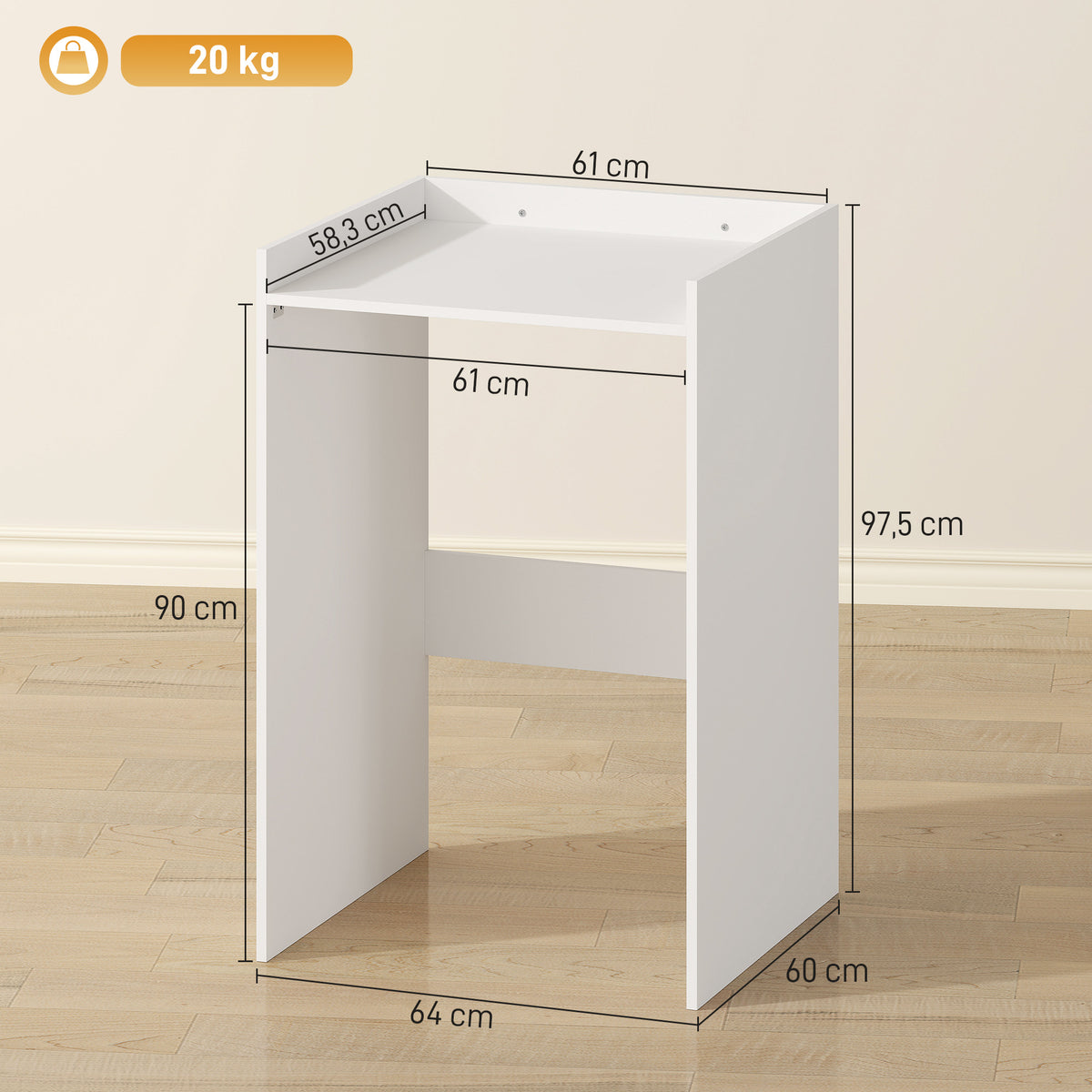 Meuble Machine à Laver avec Plan de Travail, Style Moderne, Anti-Basculement, Meuble de Rangement, 64x60x97,5cm, Blanc-2