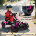 Kart à pédales pour enfants, karting enfant 3 à 6 ans avec roue libre, frein, roues EVA antidérapantes, rose-5