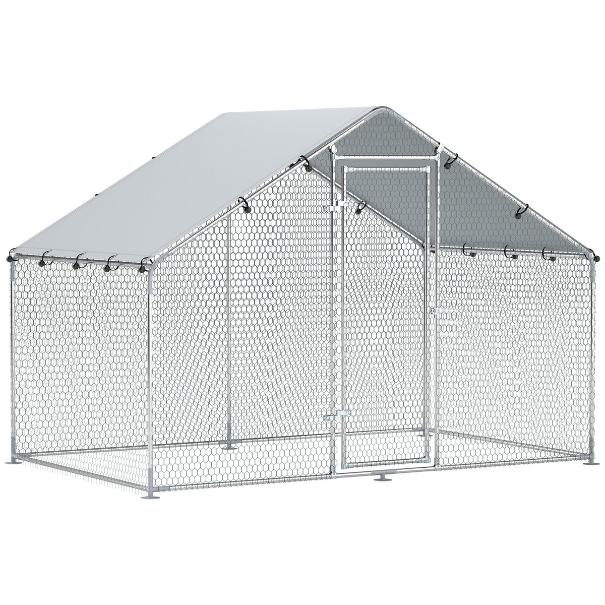 Poulailler, grand poulailler en métal avec couverture imperméable et anti-UV, cage pour 5-8 poules, 3 x 1,7 x 1,9m-0