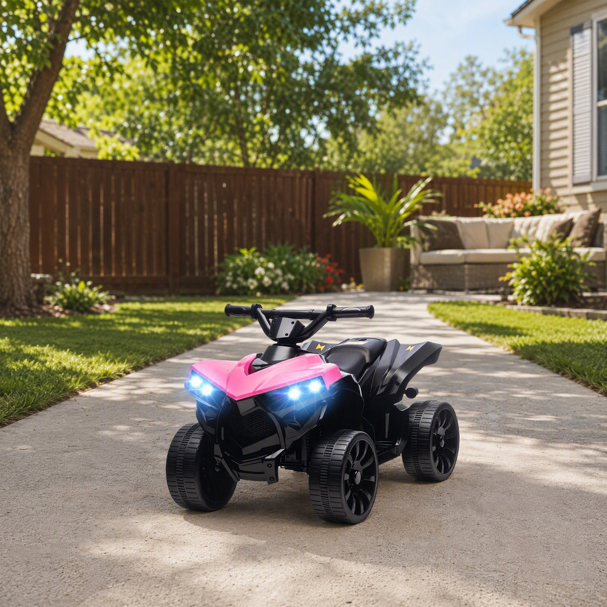 Quad électrique enfant 6V, voiture électrique enfants ATV, musique et phares LED, pour 18 à 56 mois, 70 x 42 x 45 cm, rose-1
