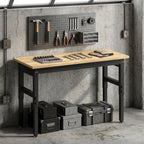 Établi d'Atelier Réglable, 121,9x50,8x79-99cm, Charge 900 kg, 2 Prises et 2 Ports USB, Panneau Perforé, Noir-9