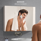 Armoire murale salle de bain avec miroir, meuble salle de bain, double portes et étagères réglables, 80x15x60cm, gris-5