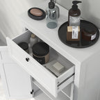 Meuble de salle de bain avec tiroir et étagères réglables, armoire de rangement sur pied, hauteur 102,5 cm, blanc-8