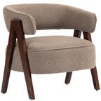 Fauteuil de salon en tissu bouclette, chaise rembourrée, assise large, dossier ergonomique, 70 x 64 x 71 cm, marron-0