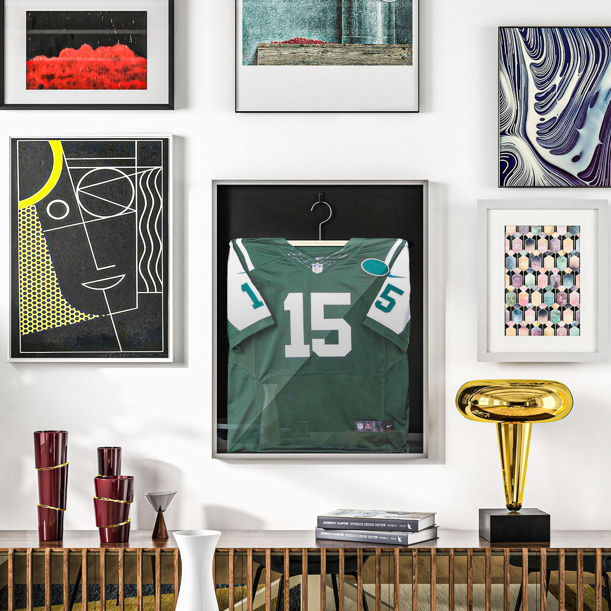 Frame box T-frame cadre aluminium pour maillot porte acrylique doublure interne feutre 70 x 90 cm-1