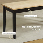 Banc en bois pour 2 personnes bicolore assise naturelle et piètement noir 102 x 36 x 45 cm-4
