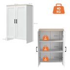 Buffet meuble cuisine rangement avec placard à portes et étagères réglables, 60 x 30 x 90 cm, blanc-2