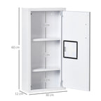 Armoire à pharmacie murale 2 étagères 3 niveaux avec porte aimantée métal 30 x 12 x 60 cm blanc-2