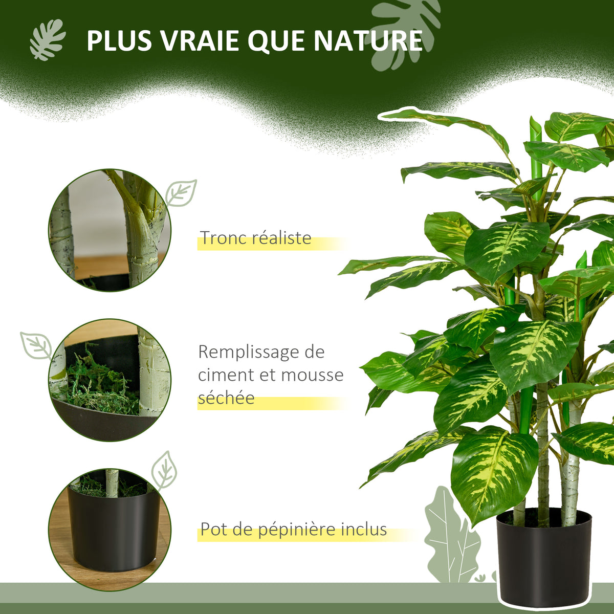 Plante artificielle calathea hauteur 95 cm pot ciment - intérieur-4