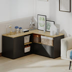 Meuble TV d'angle banc télévision jusqu'à 40 pouces avec 2 placards et 3 niches 90 x 90 x 45 cm chêne et noir-8