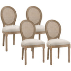 Lot de 4 chaises de Salle à Manger - Chaise de Salon médaillon Style Louis XVI - Bois Massif sculpté, patiné-9