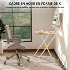 Bureau pliable 65,5 x 45 cm avec étagère de rangement pour chambre, petits espaces, bois naturel-5