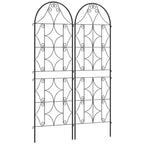 Support pour plantes grimpantes avec motif lot de 2 treillis de jardin pour vigne fleurs légumes métal 50 x 150 cm noir-0