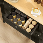 Buffet meuble de rangement 1 placard double porte 2 placards à porte vitrée 2 tiroirs étagère réglable 120x40x90cm noir-7