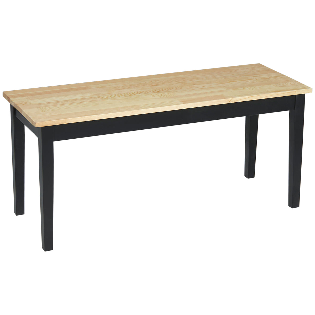 Banc en bois pour 2 personnes bicolore assise naturelle et piètement noir 102 x 36 x 45 cm-0