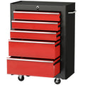 Chariot à outils sur roulettes, Servante d'atelier en acier 5 tiroirs verrouillable 2 clés, 61,5 x 33 x 82,5 cm, rouge-0