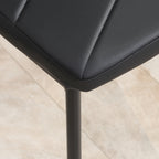 Lot de 2 chaises de salle à manger avec dossier haut, revêtement synthétique et pieds en acier, noir-8