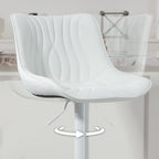 Lot de 2 tabourets de bar, chaises de bar structure en acier hauteur réglable 92-110 cm, dossier repose-pieds blanc-7