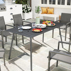 Table à manger de jardin pour 6 personnes avec plateau à lattes pour jardin, patio, terrasse, 150 x 80 x 74 cm, gris-9