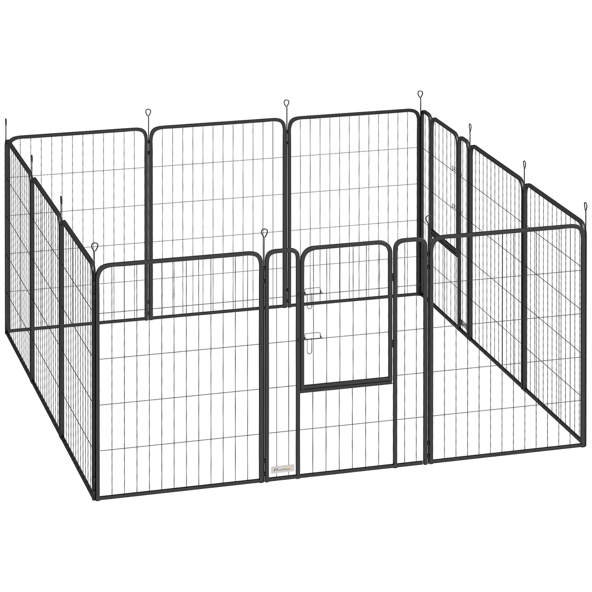 Parc pour chien, enclos chien 12 panneaux modulable et pliable, portable en acier avec porte 68 x 100 noir-0