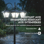 Lampadaire Extérieur sur Pied à 3 Têtes avec Bac à Fleurs, Capteur Automatique Crépuscule à L'aube, 52x52x185cm, Noir-6