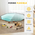 Parc pour chien, enclos chien 8 panneaux avec toit, modulable et pliable, enclos portable 60H cm avec porte argent vert-3