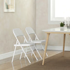 Lot de 2 chaises pliantes chaises de salle à manger portables cadre en acier dim. 45l x 46P x 78H cm blanc-6