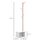 Meuble rangement porte-manteaux 2 en 1 cosy 40L x 30l x 180H cm MDF blanc bois massif bambou-2