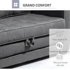 Canapé droit convertible 2 places - dossier capitonné - 147,5 x 75 x 85 cm - gris-5