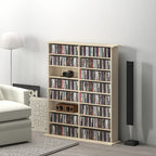 Rangements pour CD et DVD avec 16 compartiments et 12 étagères réglables capacité max. 720 CD/396 DVD et Blu-ray naturel-1