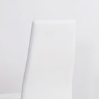 Lot de 4 chaises de salle à manger avec dossier haut, revêtement synthétique et pieds en acier, blanc-8