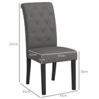 Lot de 2 chaises de Salle à Manger Chaise de cuicine Grand Confort Pieds en Bois Lin 47 x 61 x 101 cm gris foncé-2