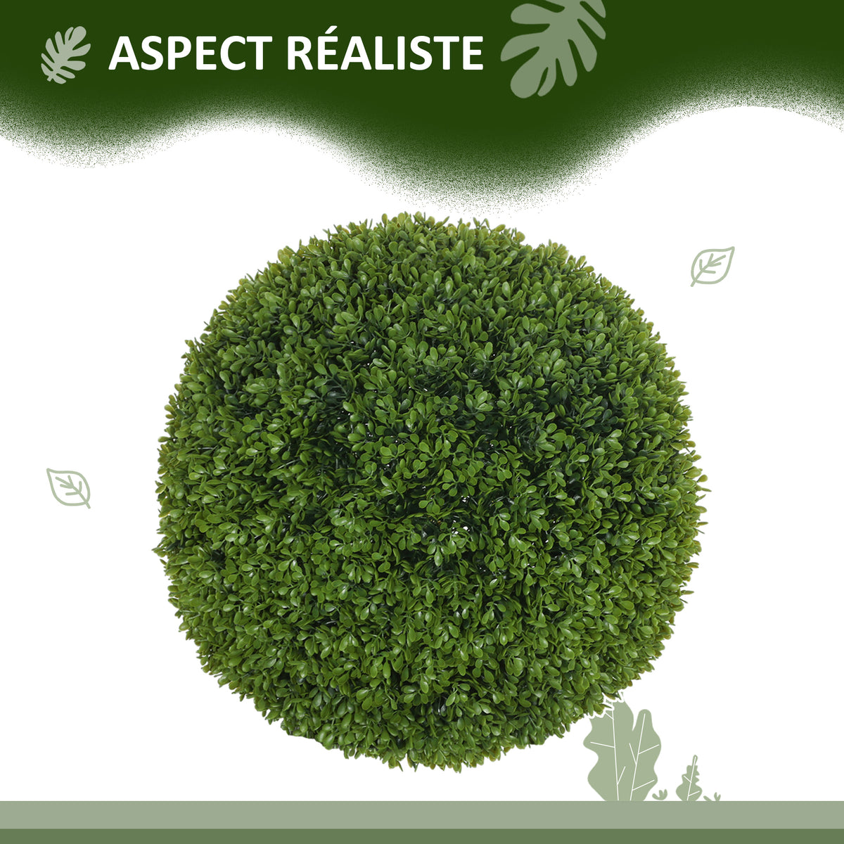 Lot de 2 boules de buis artificielles de 40 cm décoration pour intérieur ou extérieur vert foncé-3