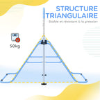 Barre de gymnastique pour enfants, barre horizontale pliable à hauteur réglable avec anneaux de gymnastique, bleu-6
