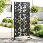 Panneau Brise Vue décoratif Extérieur Claustra Décoratif Jardin 3 Panneaux à motif Bambou métal 92x40x192cm Noir-2