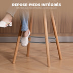 Lot de 2 tabourets de bar, chaises de bar, assise rembourrée, dossier et repose-pieds, 48 x 48 x 99,5 cm, gris-5