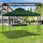 Toit de Remplacement pour Gazebo de Jardin Toile de Rechange pour pavillon tonnelle Tente 3 x 3 m Vert foncé-9